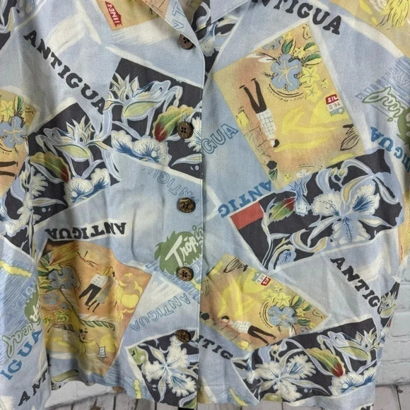 Jamaica Bay Antigua Novelty Print Tropical Button Down Shirt Size Petite XL - Picture 3 of 5